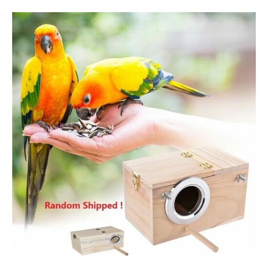 Shellhard Wooden Nest Pet Parrot Budgies Parakeet Nesting Box Bird Supplies S/M image {2}