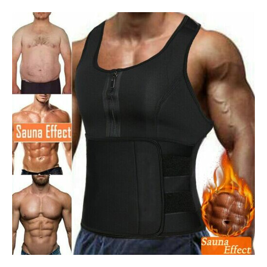 Men's Neoprene Weight Loss Sauna Sweat Vest Waist Trainer Tank Shaper Workout US image {28}