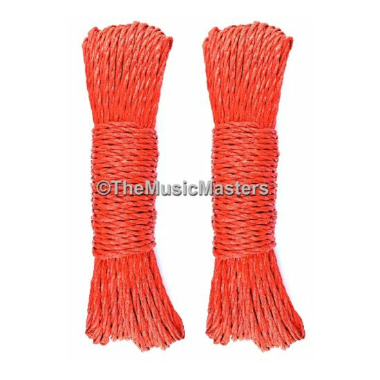 (2) Red 50ft Twisted Poly UTILITY ROPES Line Cargo Tie Downs Cord Twine String Thumb {1}