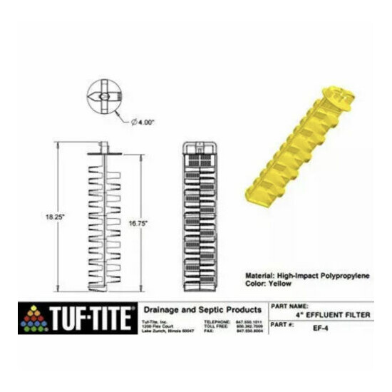 Tuf-Tite EF-4 Residential Series Effluent Filter (Filter Only), Yellow image {2}