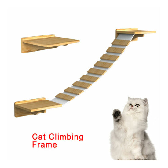 Wall Ladder Cat Climbing Frame Jumping Stair Wall Mounted Shelf Pet Furniture US image {2}