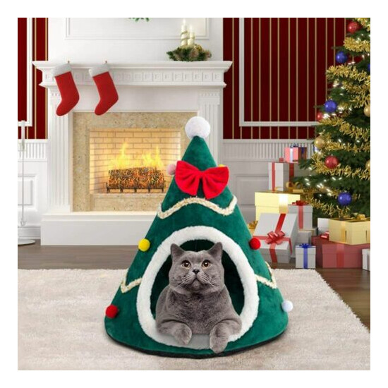 Christmas Pet House Tent Warm Cat Sleeping Bed Indoor for Kitten Puppy Cave Nest image {2}