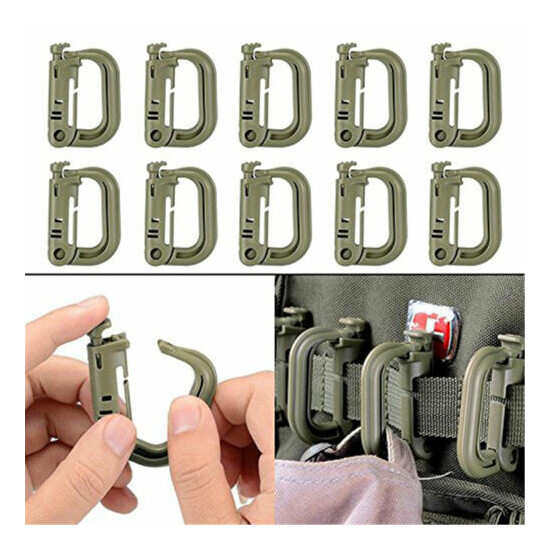 10 Pcs Multipurpose D-Ring Grimloc Locking for Molle Webbing with Zippered Pouch image {9}