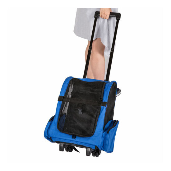 Pet Carrier Dog Cat Rolling Backpack Travel Wheel Luggage Bag Airline Approved image {7}