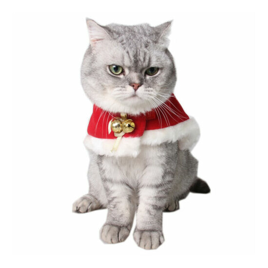 Allacki Pet Christmas Cloak Cat Adjustable Warm Xmas Costume Red Dog Scarf image {1}