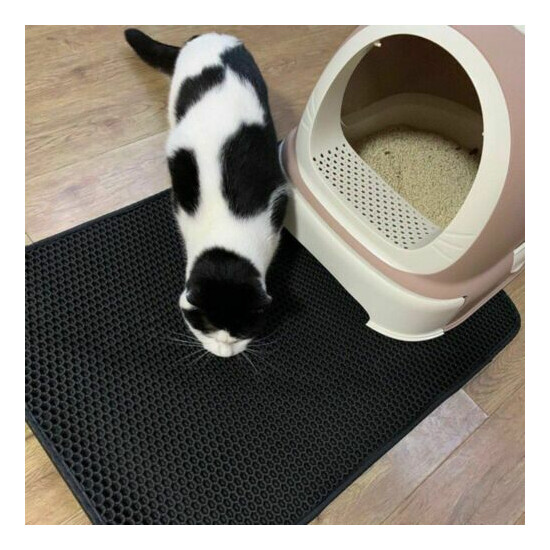 Cat Litter Mat Pad Waterproof Pet Layer Double Trapper Kitty Trapping Clean Rug image {1}