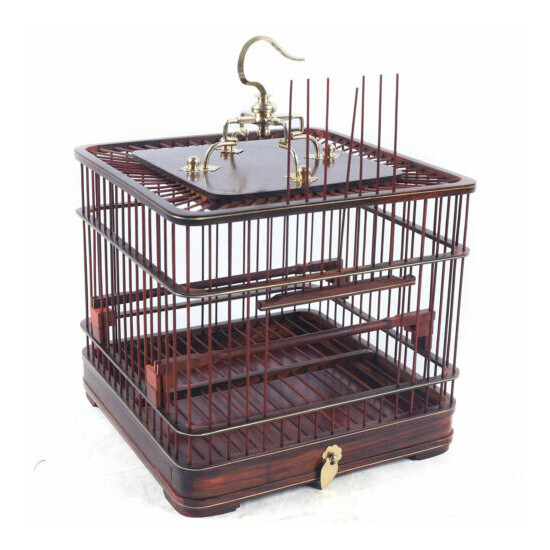 Large Hanging Bird Cage Wooden Aviary Cage Nest Large Pet Bird Cage with Tray image {4}