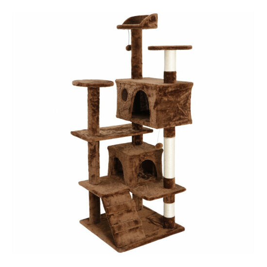 Cat Tree 53" Scratching Condo Kitten Activity Tower Playhouse W/ Cave Ladders image {4}