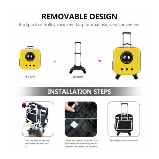 Pet Backpack Carrier with Removable Wheels Small Dog Cat Trolley Bag for Travel image {4}