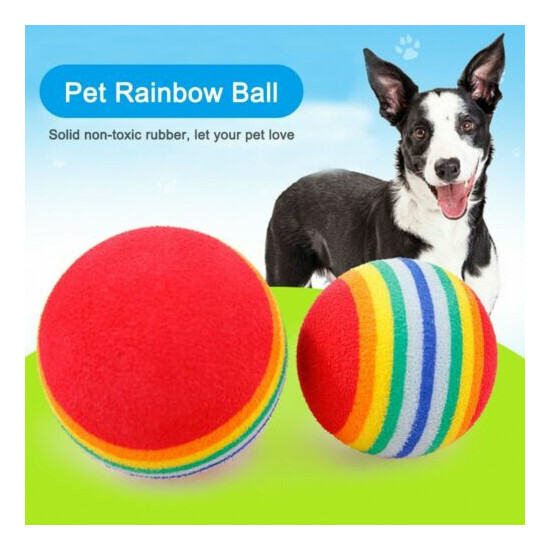 Cat Dog Toy Chew Play Training 1PC High Quality Interactive Toy Rainbow EVA Ball image {2}