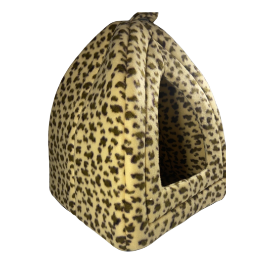Pet Hut With Soft Fleece Cushion Leopard Print image {2}