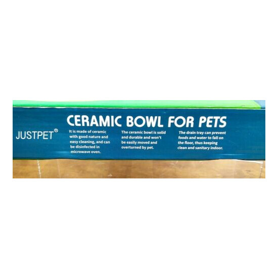 Dog Cat Pet (Just Pet) 5.5" x 2" Ceramic w/Plastic Tray Raised Portable Bowl NIB image {4}