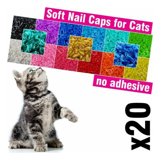 Cat Pet Nail Caps Soft Claw Adhesive Covers Dog Paws Protector Kitten Toy 20Pcs  image {1}