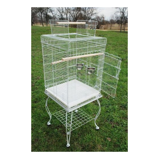 57-Inch Large Open Square PlayTop Perch Parrot Bird Rolling Stand Cage Parakeet  image {1}