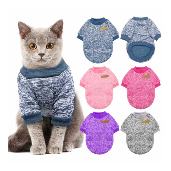 Cat Christmas Sweater Puppy Dog Knitted Fleece Jumper Clothes Pink Blue Purple image {1}