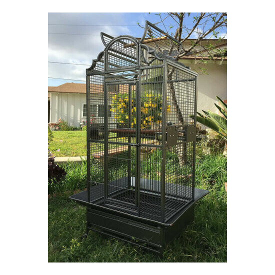Large Stylish Wrought Iron Open Dome Play-Top Parrot Macaw Cockatoos Bird Cage  image {1}