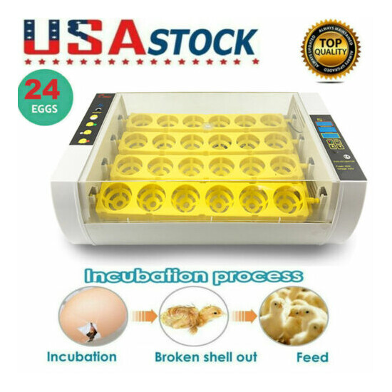 24 Eggs Incubator Automatic Digital Farm Duck Chicken Hatcher Turning LED Lamp image {1}