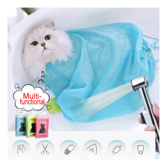 Cat Grooming Bath Bag Pet Bathing Nail Trimming Injecting Anti Scratch Bite Mesh image {1}