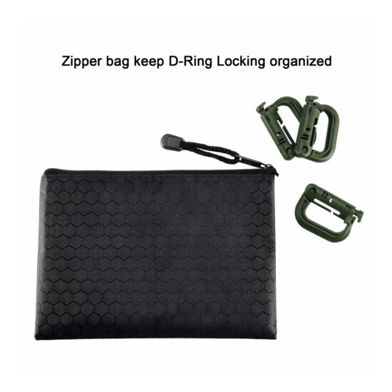 10 Pcs Multipurpose D-Ring Grimloc Locking for Molle Webbing with Zippered Pouch image {21}