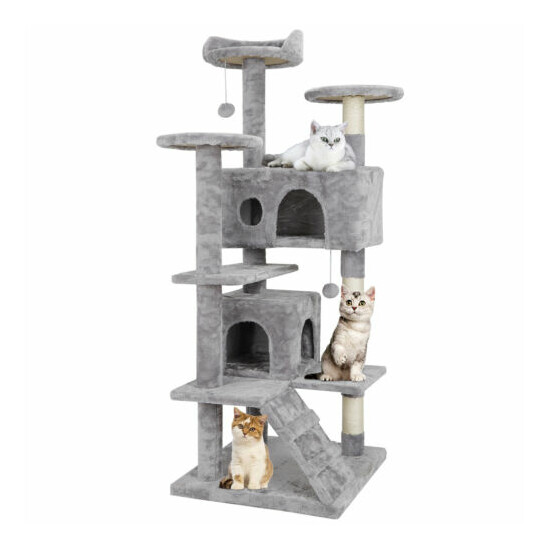 53" Cat Tree Activity Tower Pet Kitty Furniture with Sisal-Covered Scratch Post image {1}