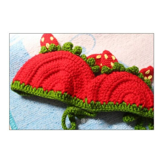 Pet Cat Kitty Strawberry pie fruit Woolen Kitten Cap Knitted Cosplay Hat S/M image {4}