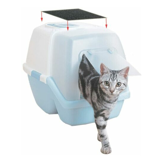 6 Pack Charcoal Cat Litter Box Replacment Filter Hooded Cat Litter Boxes and Pan image {7}