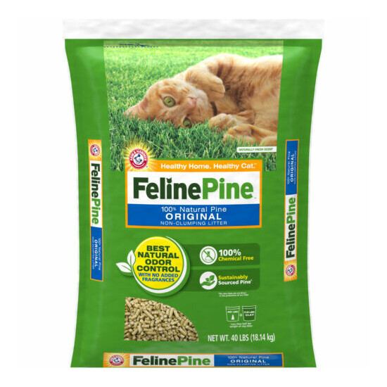 40LB Feline Natural Pine Original Cat Litter Powerful Odor Control Absorbent image {1}