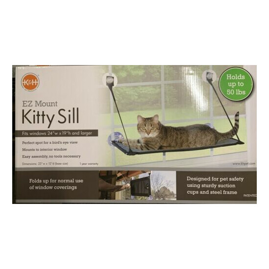 K&H Pet Products EZ Window Mount Kitty Sill 23"W x 12"D Hold Up to 50lbs Gray/Bl image {4}