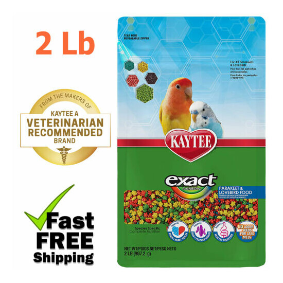2lb Kaytee Exact Rainbow Parakeet & Lovebird Food Small Bird Budgie Parrots Feed image {1}