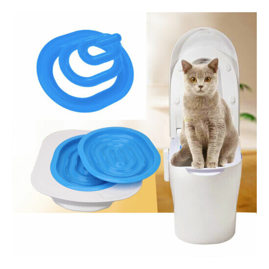 Cat Toilet Training Kit Kitten Litter Tray Plastic Pet WC Mat Clean Seat Pad Pet image {1}