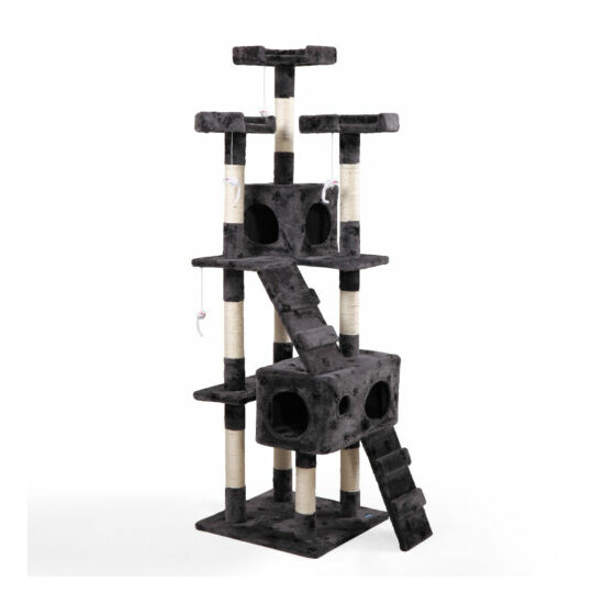 67" Cat Tree Tower Condo Furniture Scratching Post Pet Kitty Play House Gray New image {4}