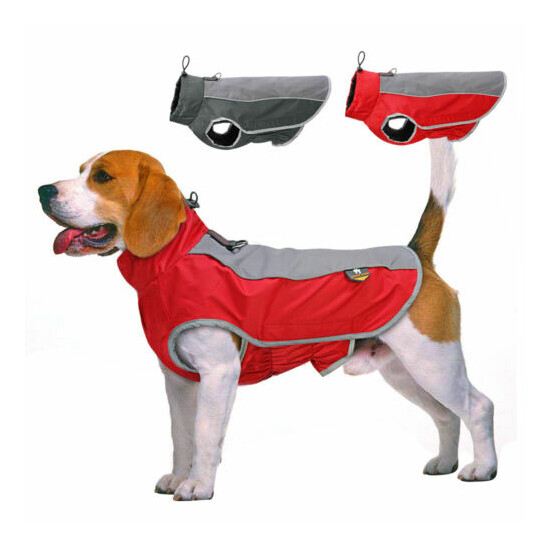 Waterproof Dog Coats Winter Warm Soft Fleece Dog Jacket Reflective Clothes Red image {1}
