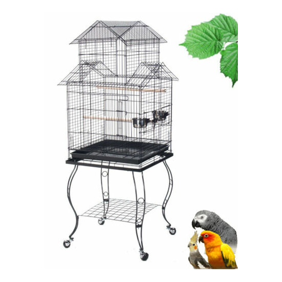 Large Pagoda Roof Top Lovebird Cockatiels Finch Parakeets Bird Cage W/Stand 347  image {1}