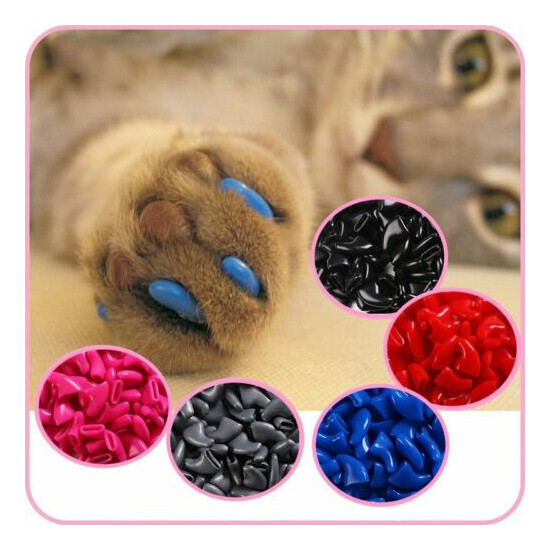 Cat Nails Caps Kitten Paws Grooming Nail Claw Soft Rubber Pet Nail Cover Animal image {1}