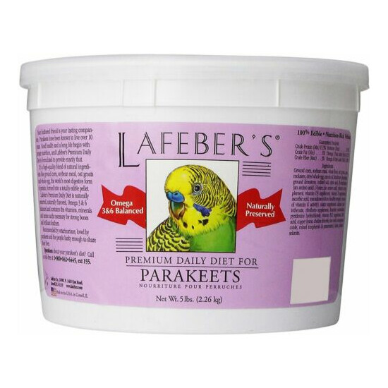 Lafeber Premium Diet Parakeet Pellets Parakeet 5lb Free Shipping image {1}
