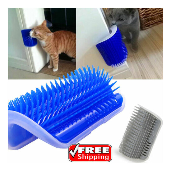 Grooming Catnip Pet Self Groomer With Wall Cat Brush Corner Massage Comb New Toy image {1}