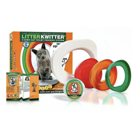 Litter Kwitter 3 Step Cat Training System Teach Kitty to Use Toilet with DVD image {1}