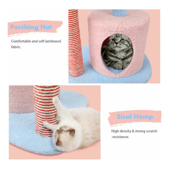 52" Cat Activity Tree Tower Pet Kitty Furniture with Cave Scratching Posts Condo image {3}