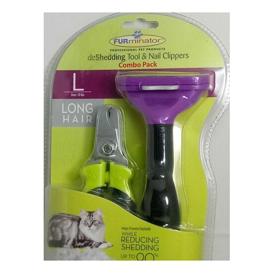 FURMINATOR Deshedding Tool & Nail Clippers Combo for Long Hair Cats image {1}