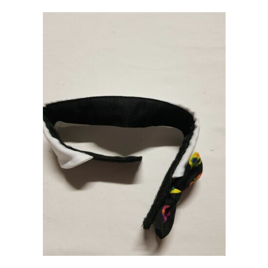 Collar - Dog Cat Black White Colourful Skull Bowtie Formal Small image {2}