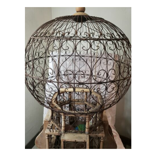 Vintage Large Ornate Taj Mahal Bird Cage dome top antique primitive folk art image {2}