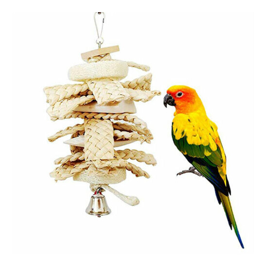 Pet Parrot Supplies Bird Toy Natural Loofah Corn Leaf Twist String Parrot Bite C image {1}