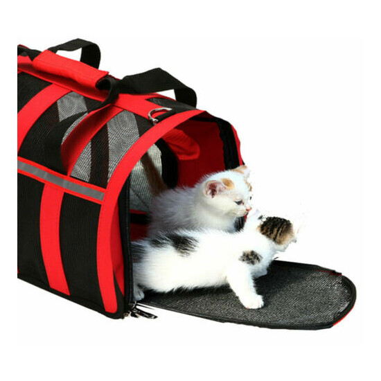 Perfect Red Pet Carrier Travel Breathable Mesh Cat Dog Foldable Transport Case image {4}