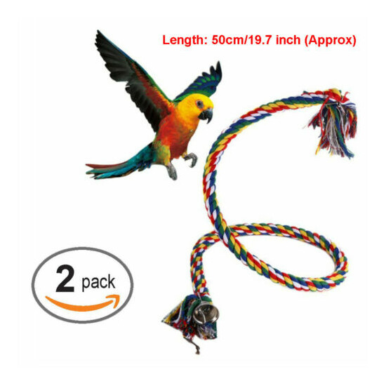 2 PACKS Parrot Hanging Braided Budgie Chew Rope Bird Cage Toy Stand Swing NEW image {2}