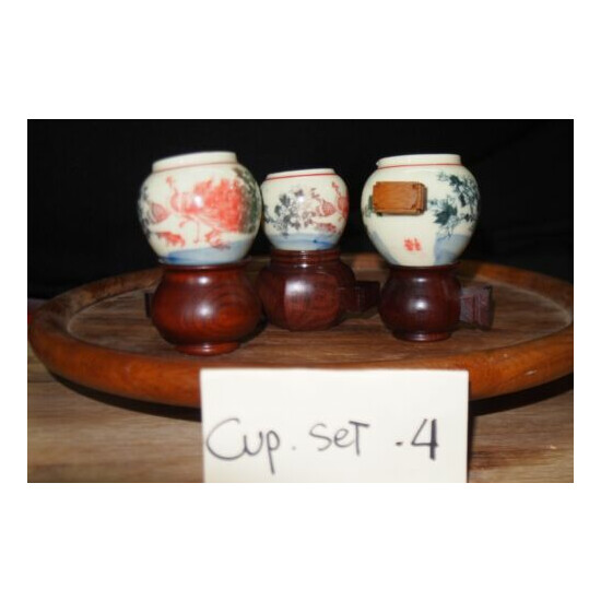 Ceramic Bamboo Bird cage cup/bowl set 4 image {1}