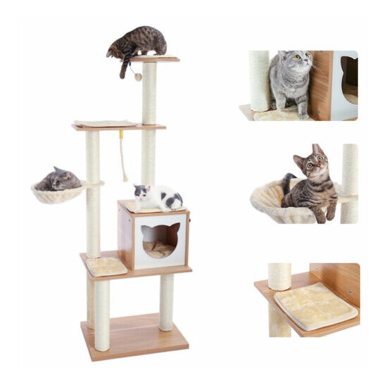 Made4Pets 65.6 Inches Modern Cat Tree 6 Levels Cat Tower with Sturdy Scratching image {3}