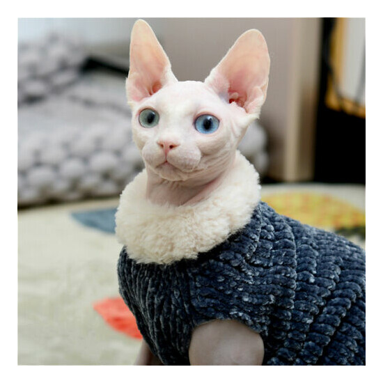 Sphynx Cat Sweater Jumper Waistcoat Clothes Faux Fur Pet Costume Polyester XS-XL image {4}