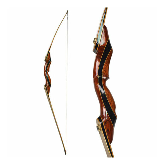 62" Longbow 25-55lbs Wooden Bow Traditional Recurve Bow Takedown Archery Hunting image {1}