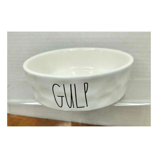 Rae Dunn Gulp 4.3/4" 1.5" Deep White Pet Dog Cat Food Water New No Tag Bowl image {1}