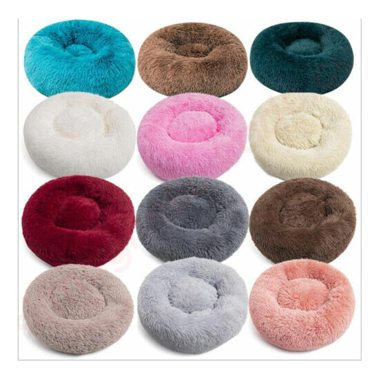 Lots Pet Cat Calming Bed Warm Soft Plush Round Nest Comfy Sleeping Dog Kennel image {2}